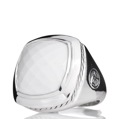 David Yurman Sterling Silver White Agate 16mm Albion Statement Ring 54 7 3 of 6