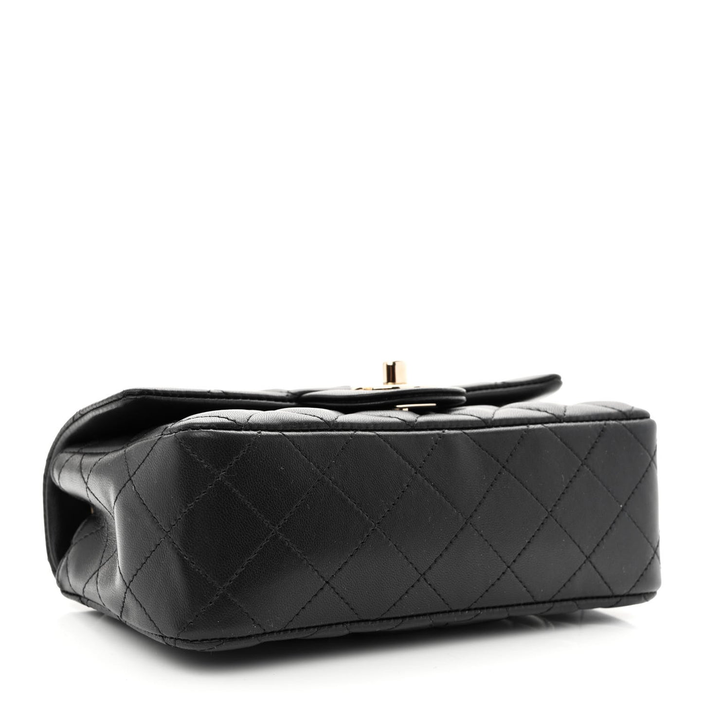 Lambskin Quilted Mini Rectangular Flap Black