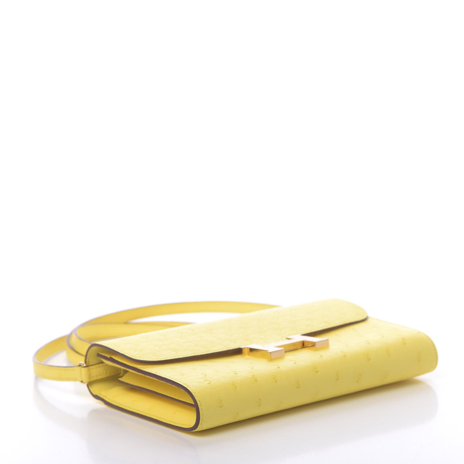 Hermes Ostrich Constance Long Wallet To Go Jaune Citron 4 of 11