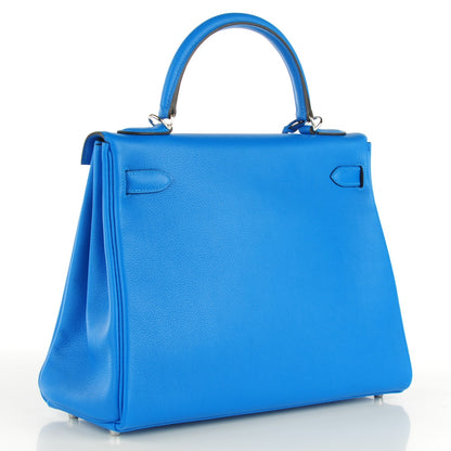 Hermes Evercolor Kelly Retourne 32 Bleu Hydra 7 of 24
