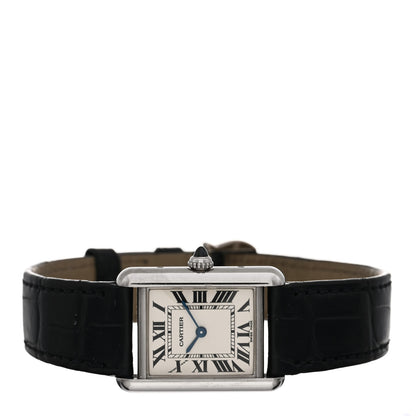 Cartier 18K White Gold Alligator 22mm Tank Louis Quartz Watch 2 of 4