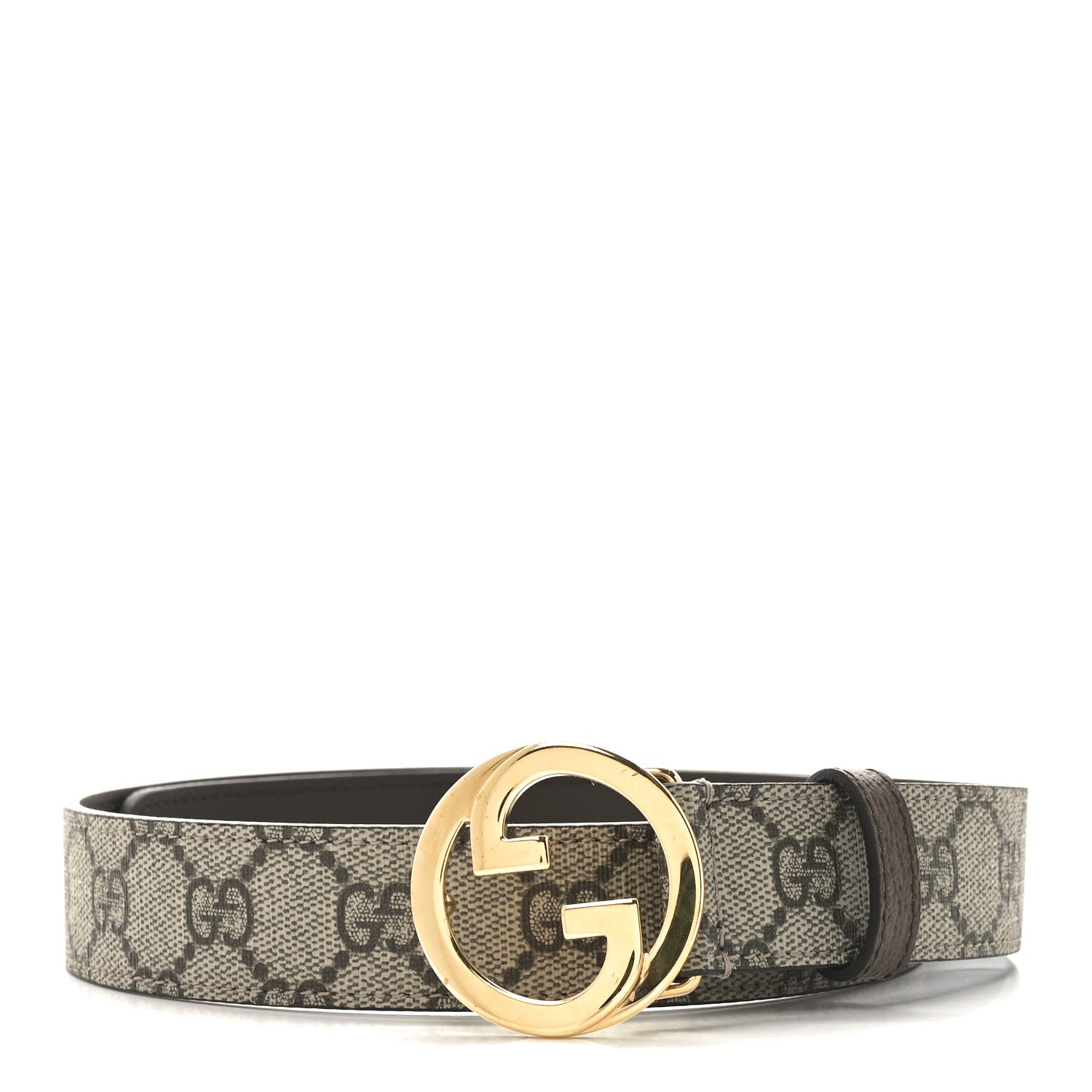 Gucci GG Supreme Monogram Textured Dollar Calfskin Blondie 30mm Belt 75 30 Beige Ebony New Acero 1 of 5