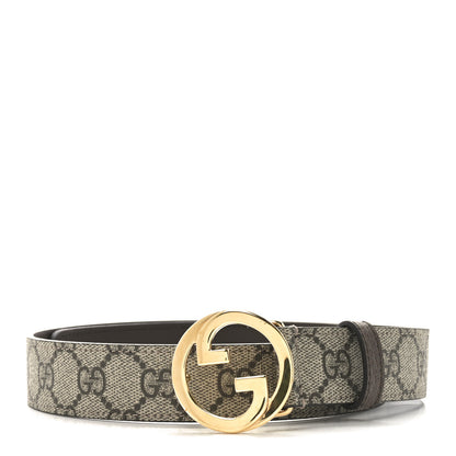 Gucci GG Supreme Monogram Textured Dollar Calfskin Blondie 30mm Belt 75 30 Beige Ebony New Acero 1 of 5