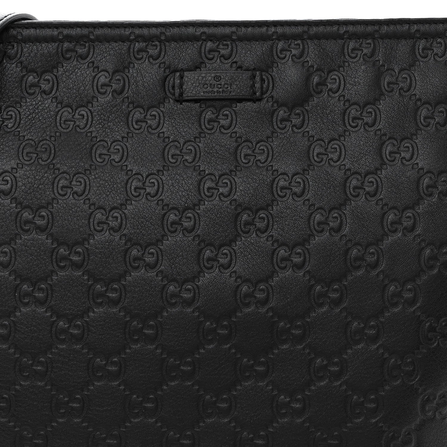 Gucci Guccissima Medium Flat Messenger Bag Black 9 of 11