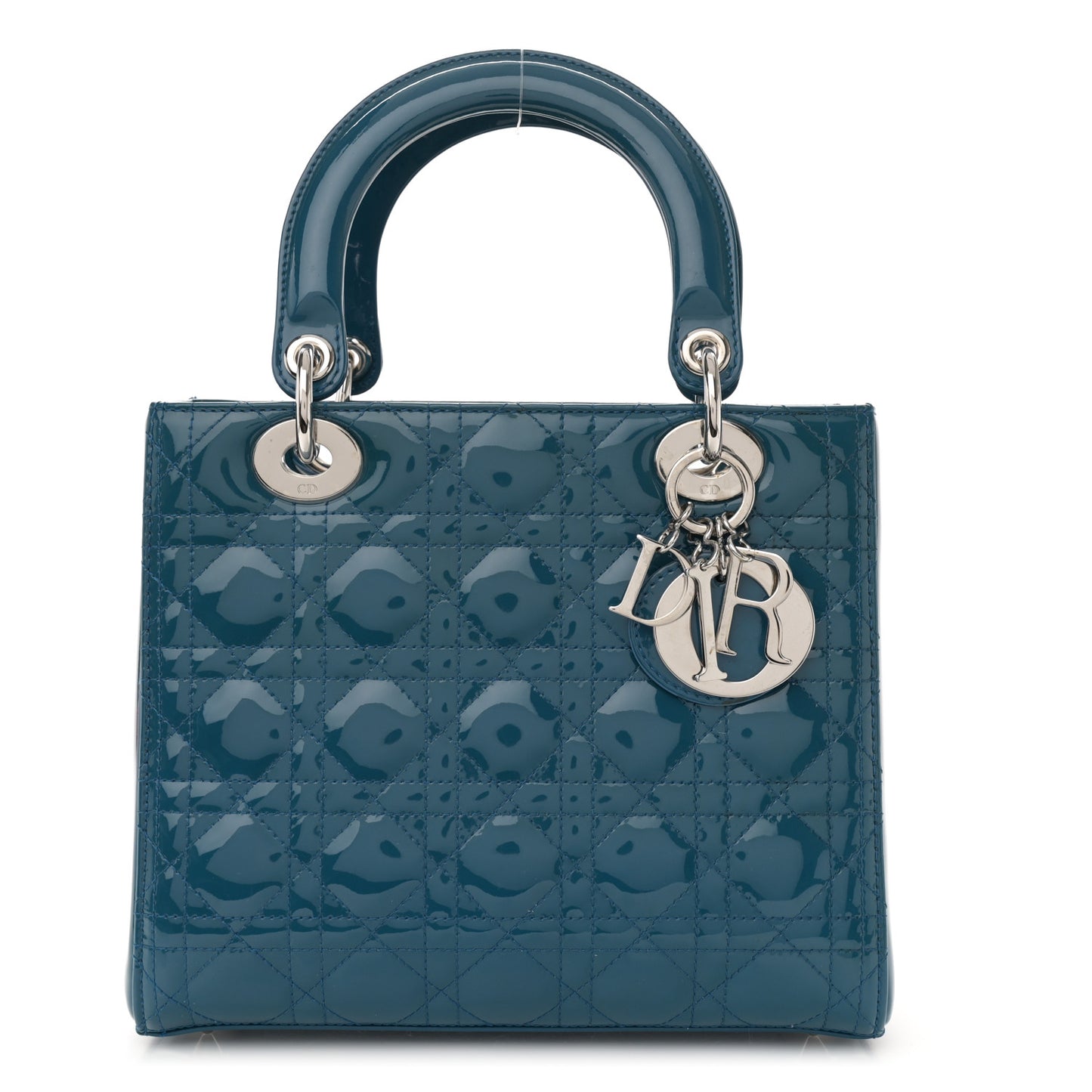 Patent Cannage Medium Lady Dior Blue