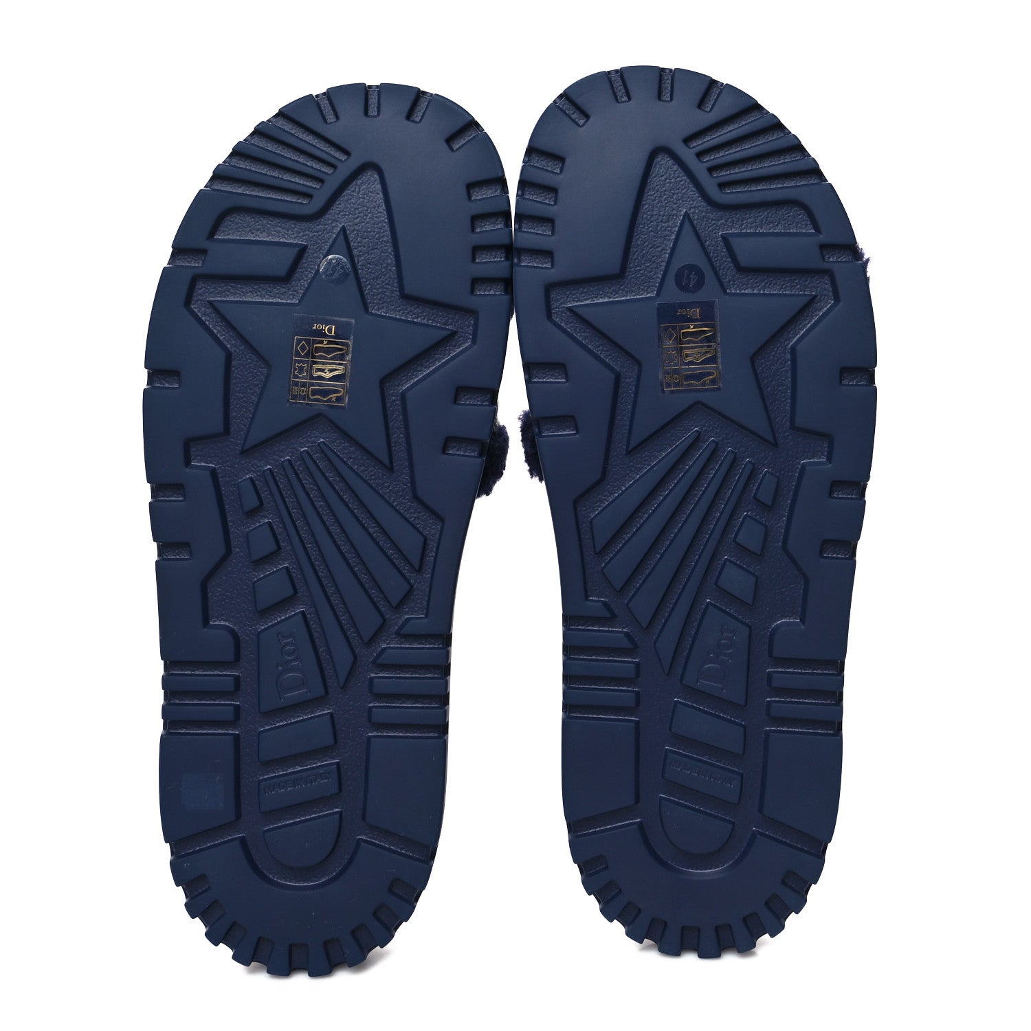 Christian Dior Shearling Canvas Embroidered Dway 10mm Slide Sandals 41 Deep Blue Natural 5 of 7