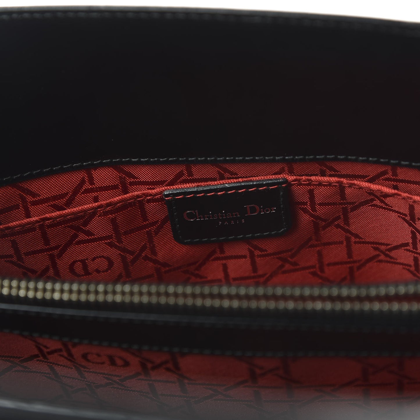 Glazed Calfskin Nylon Lady Dior Tote Black