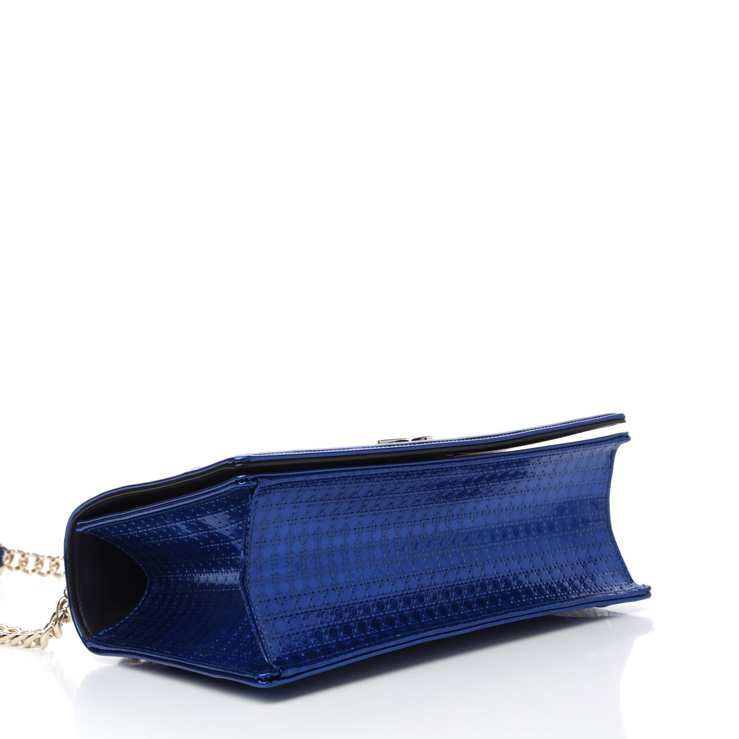 Christian Dior Metallic Patent Micro-Cannage Medium Diorama Flap Bag Blue 4 of 14