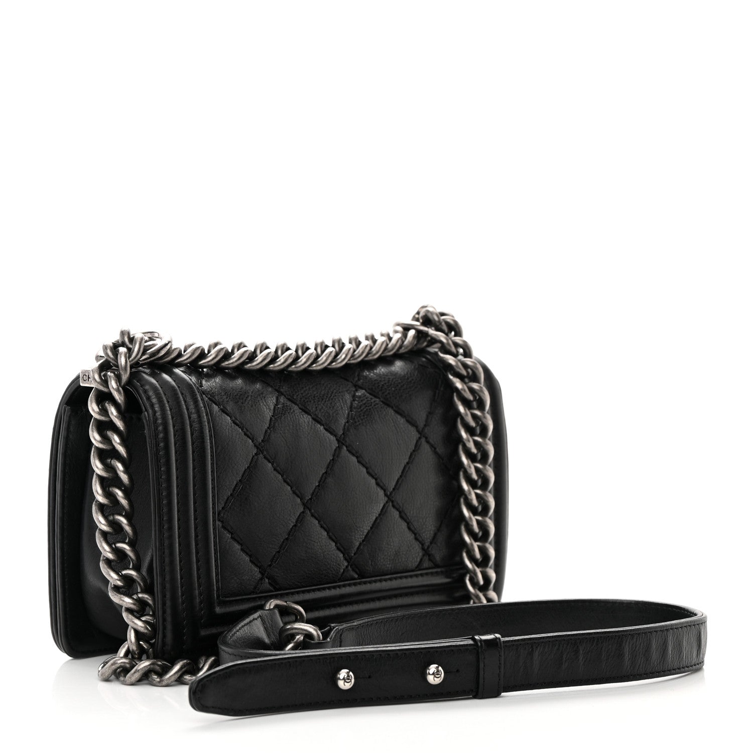 Chanel Calfskin Double Stitch Small Boy Flap Black 3 of 16