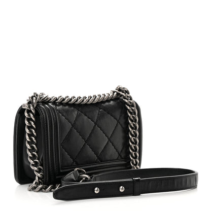 Chanel Calfskin Double Stitch Small Boy Flap Black 3 of 16