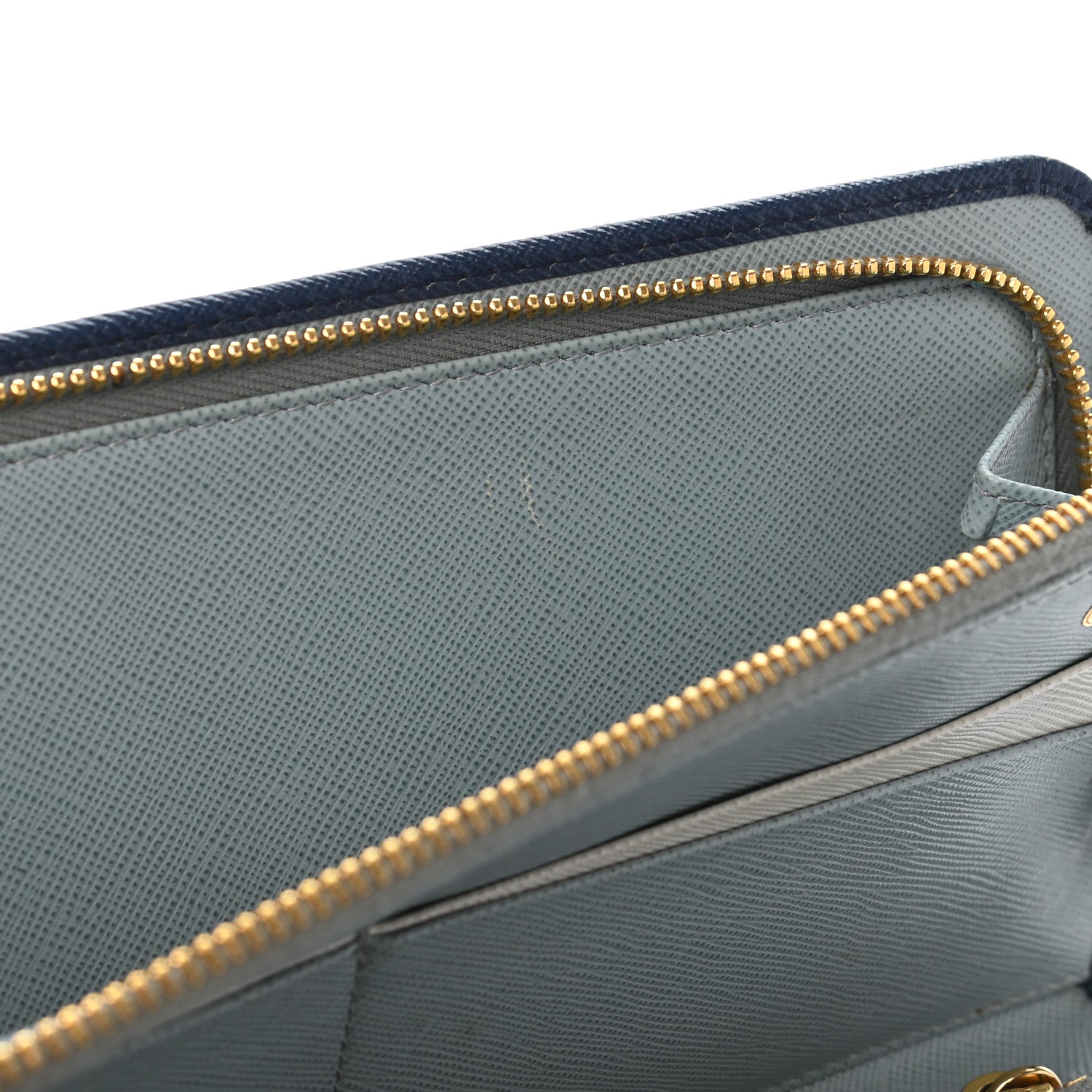 Prada Saffiano Metal Double Snap Travel Wallet Cobalto 8 of 10