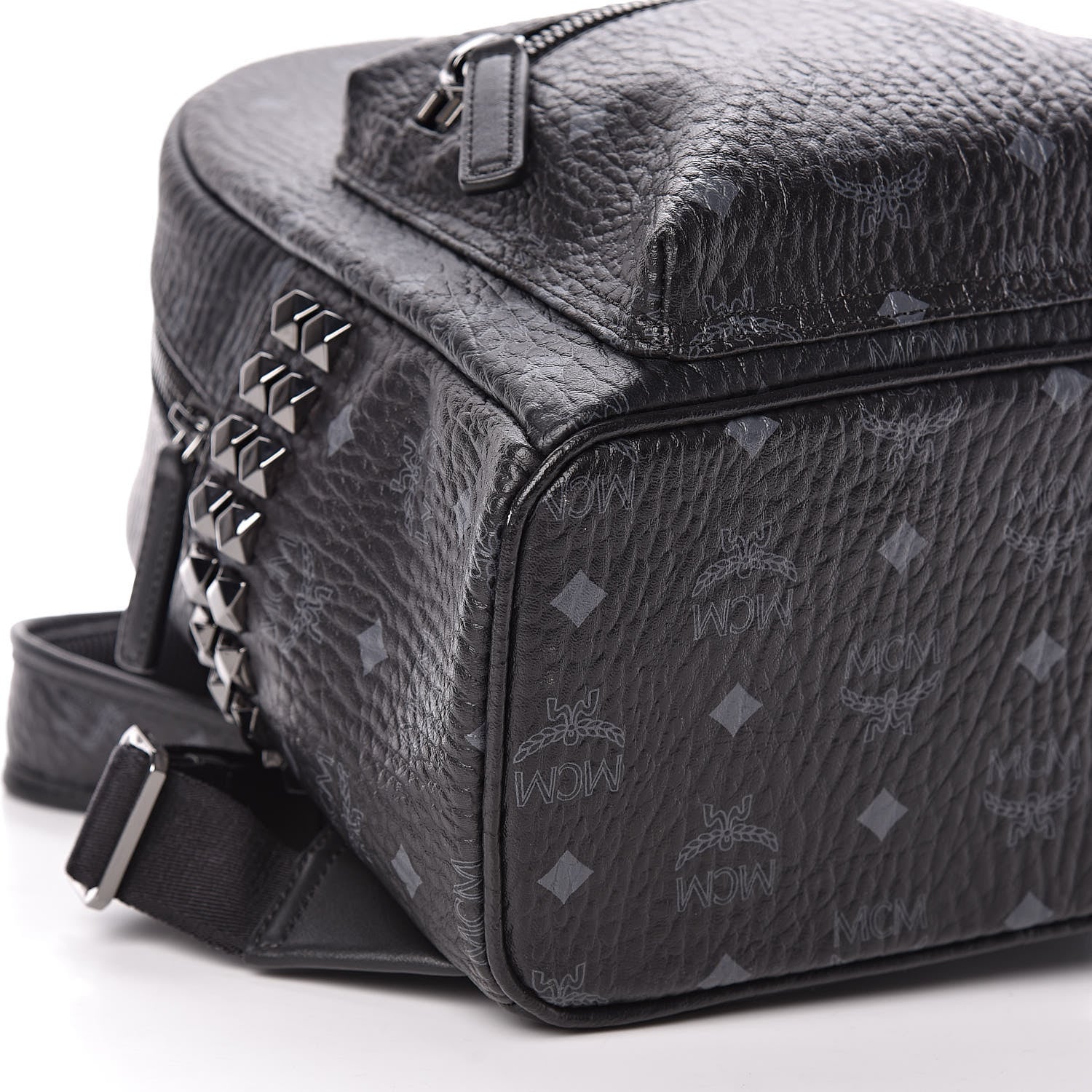 MCM Visetos Small Side Stud Stark Backpack Black 9 of 11