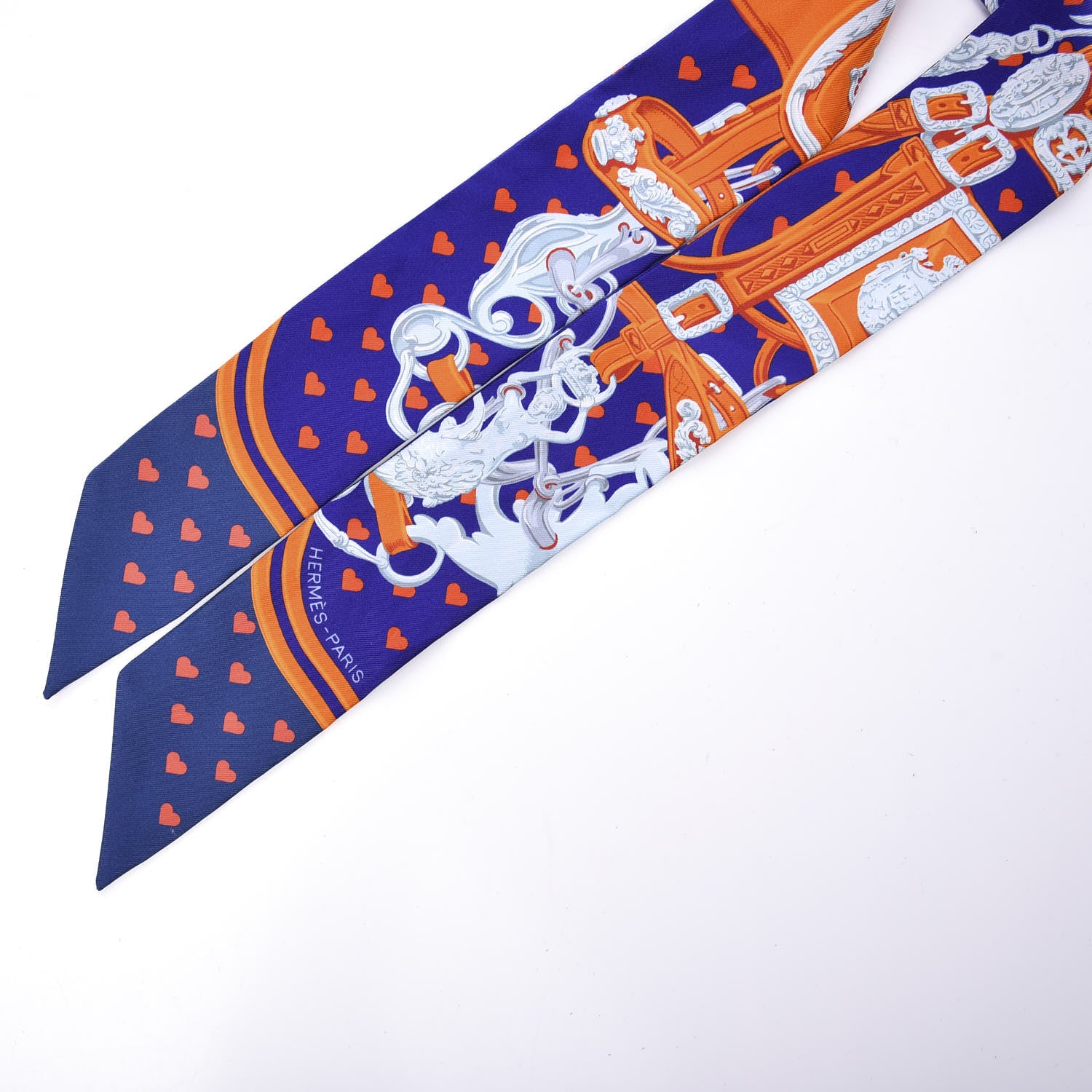 Hermes Silk Brides de Gala Love Twilly Ultraviolet Orange Marine 4 of 4