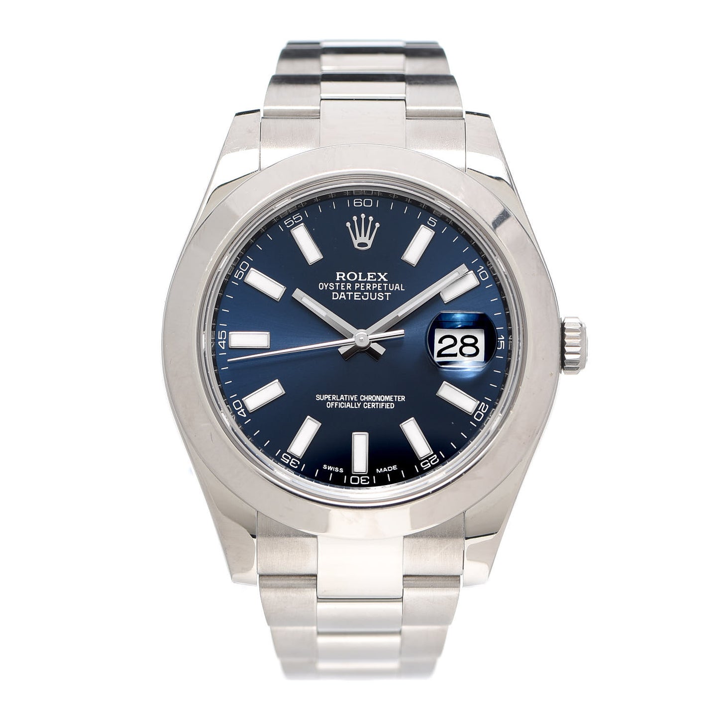 Stainless Steel 41mm Oyster Perpetual Datejust II Watch Blue 116300