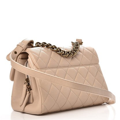 Chanel Shiny Sheepskin Quilted Small Trapezio Flap Beige 3 of 8