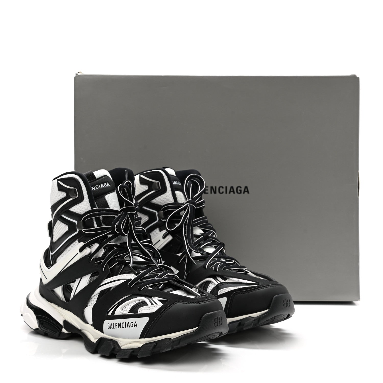 Balenciaga Mesh Nylon Mens Track Hike Sneakers 43 Black White 9 of 9