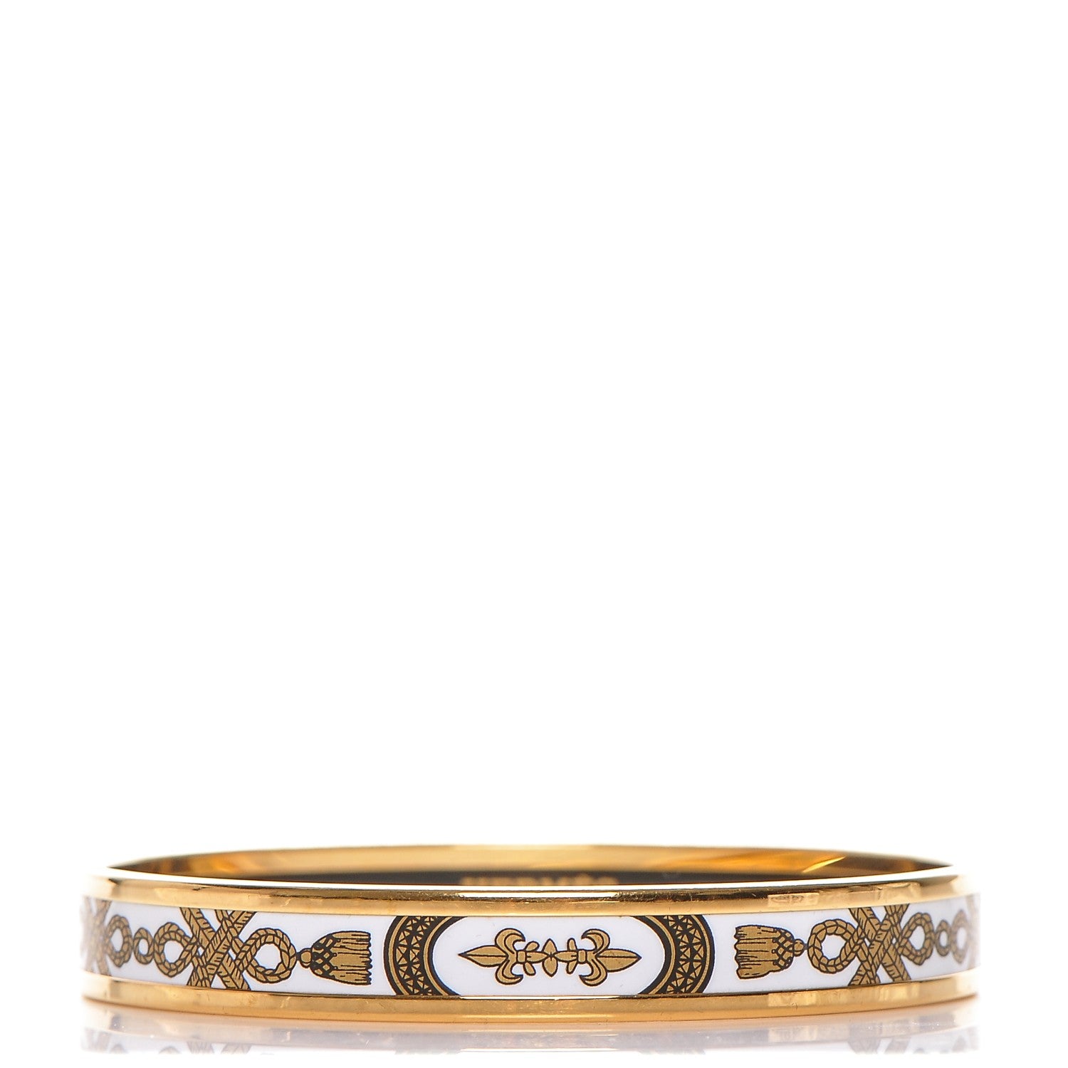 Hermes Enamel Printed Grand Apparat Narrow Bracelet 62 White 1 of 5