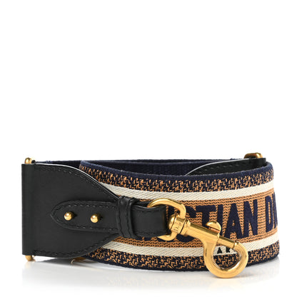Christian Dior Canvas Embroidered Shoulder Strap Chocolate Multicolor 1 of 7