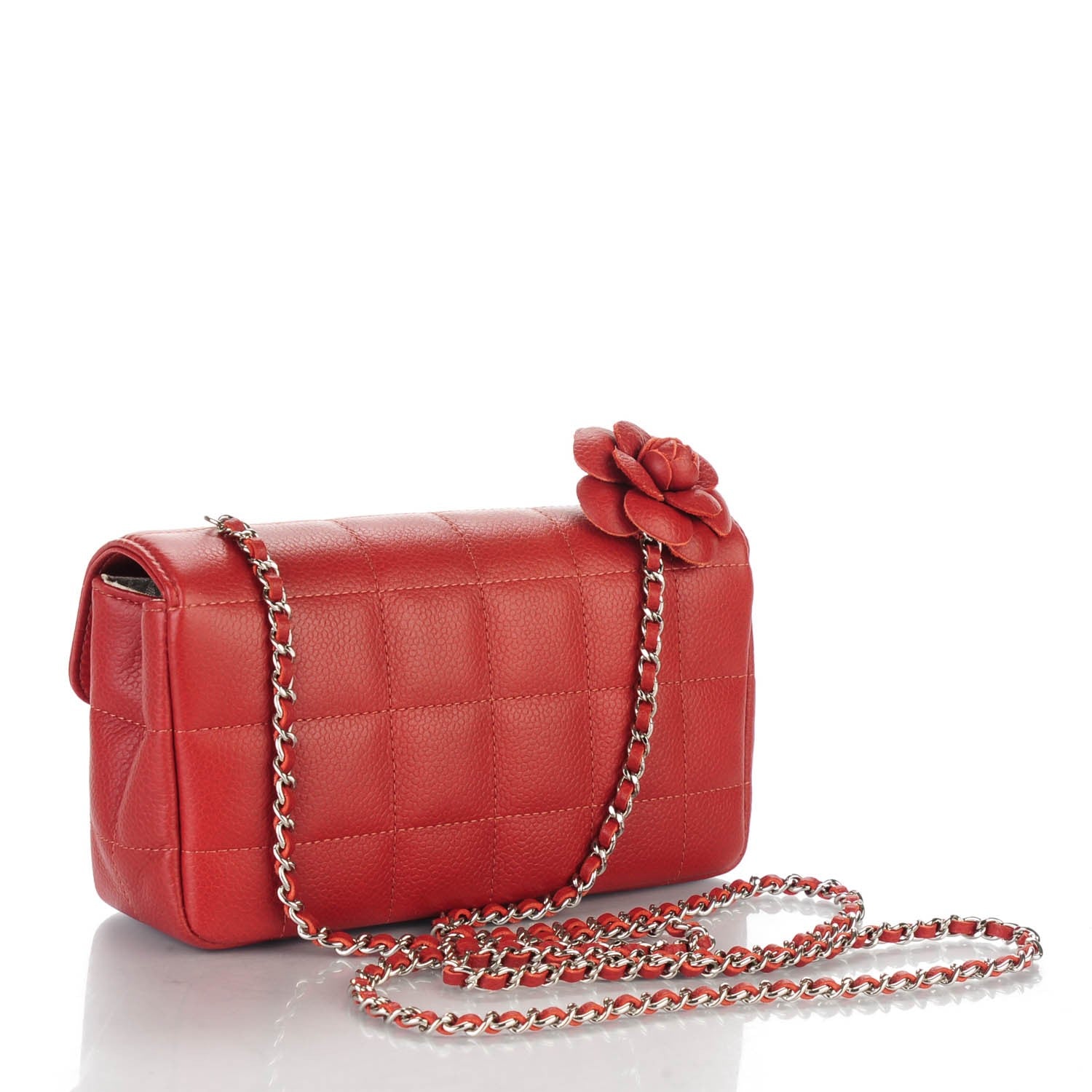 Chanel Caviar Mini Chocolate Bar Camellia Flap Red 3 of 7