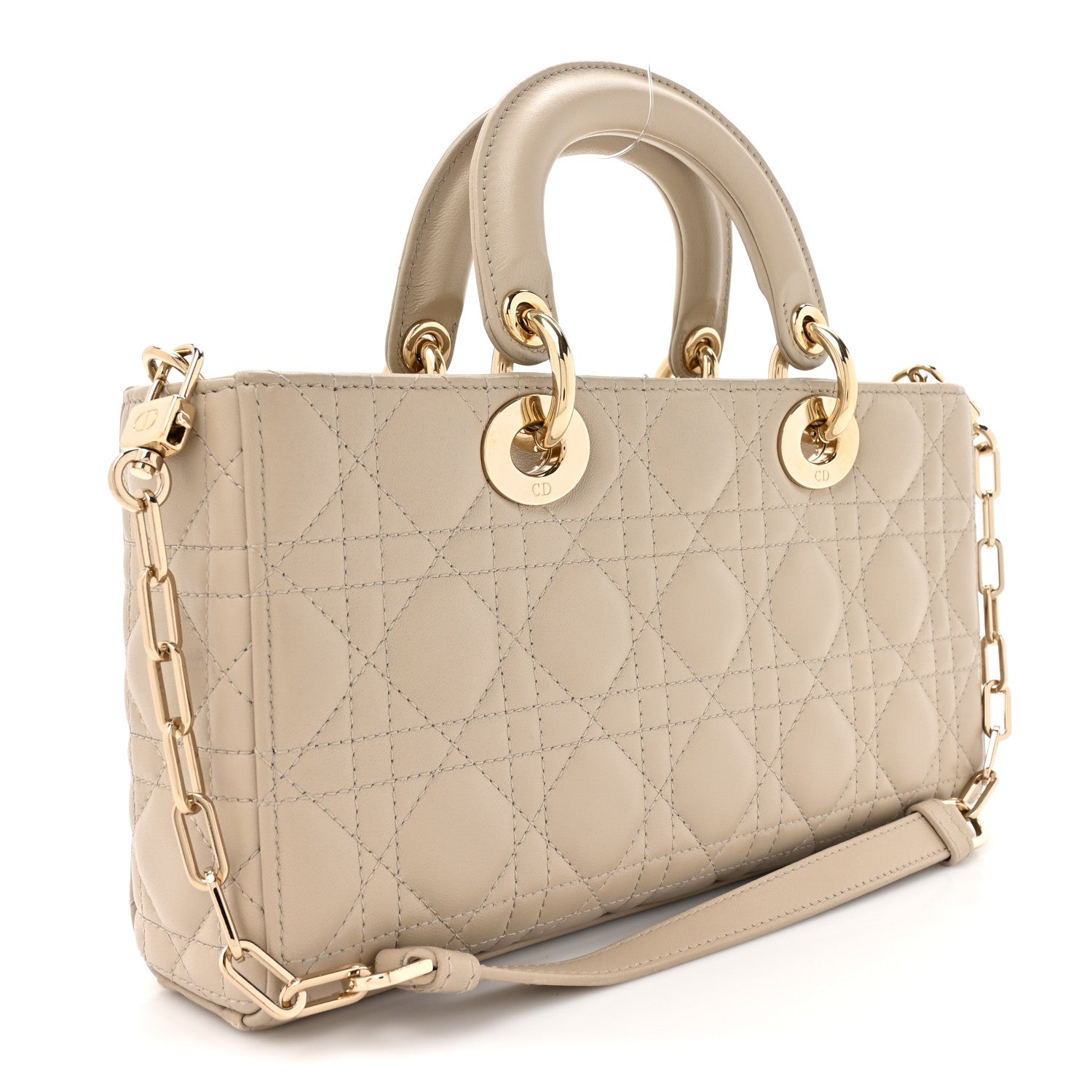 Christian Dior Lambskin Cannage Medium Lady D-Joy Hazelnut 3 of 15