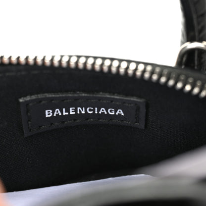 Balenciaga Shiny Calfskin Logo Crocodile Embossed Mini Ville Top Handle Bag Black 8 of 8