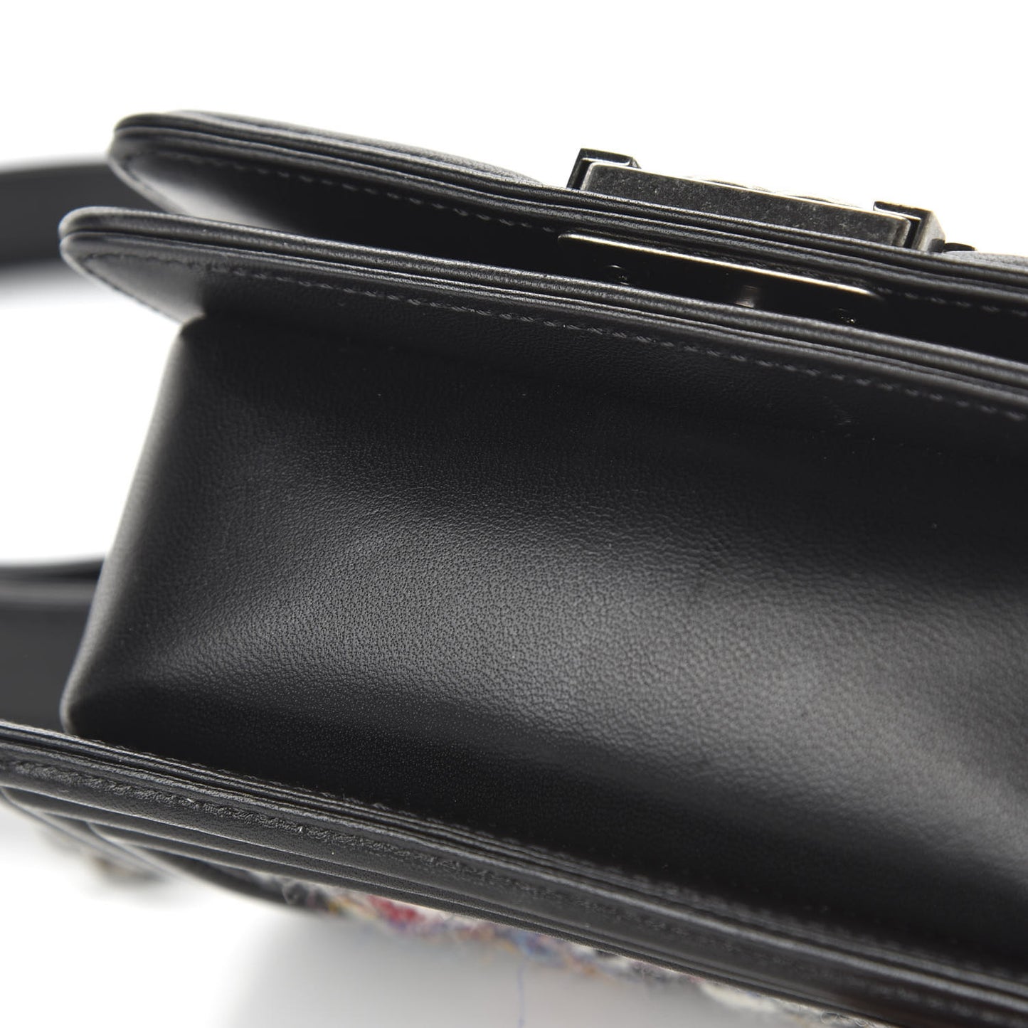 Lambskin Tweed Mini Boy Flap Black