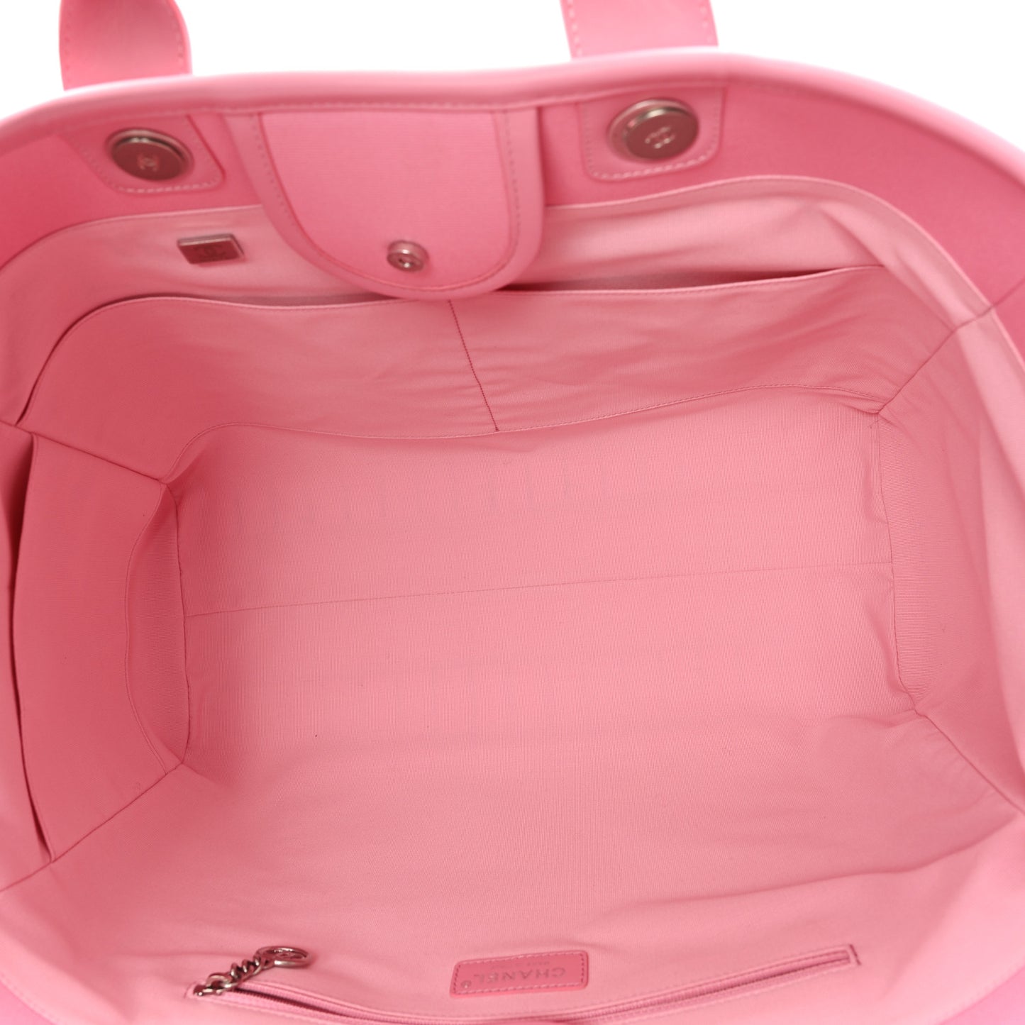 Canvas Calfskin Striped Large Deauville Tote Pink Blue