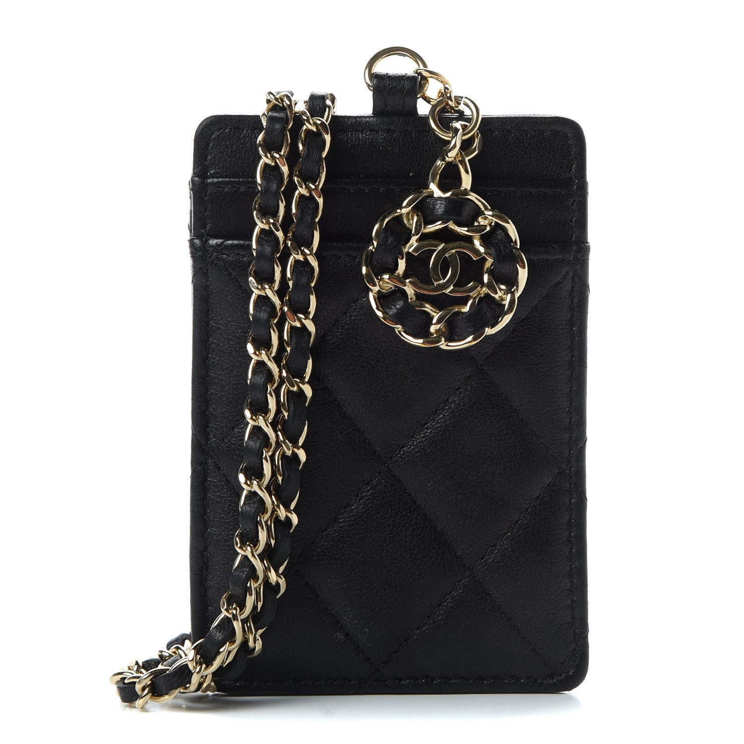 Chanel Lambskin Quilted Card Holder On Chain Black 1 of 6