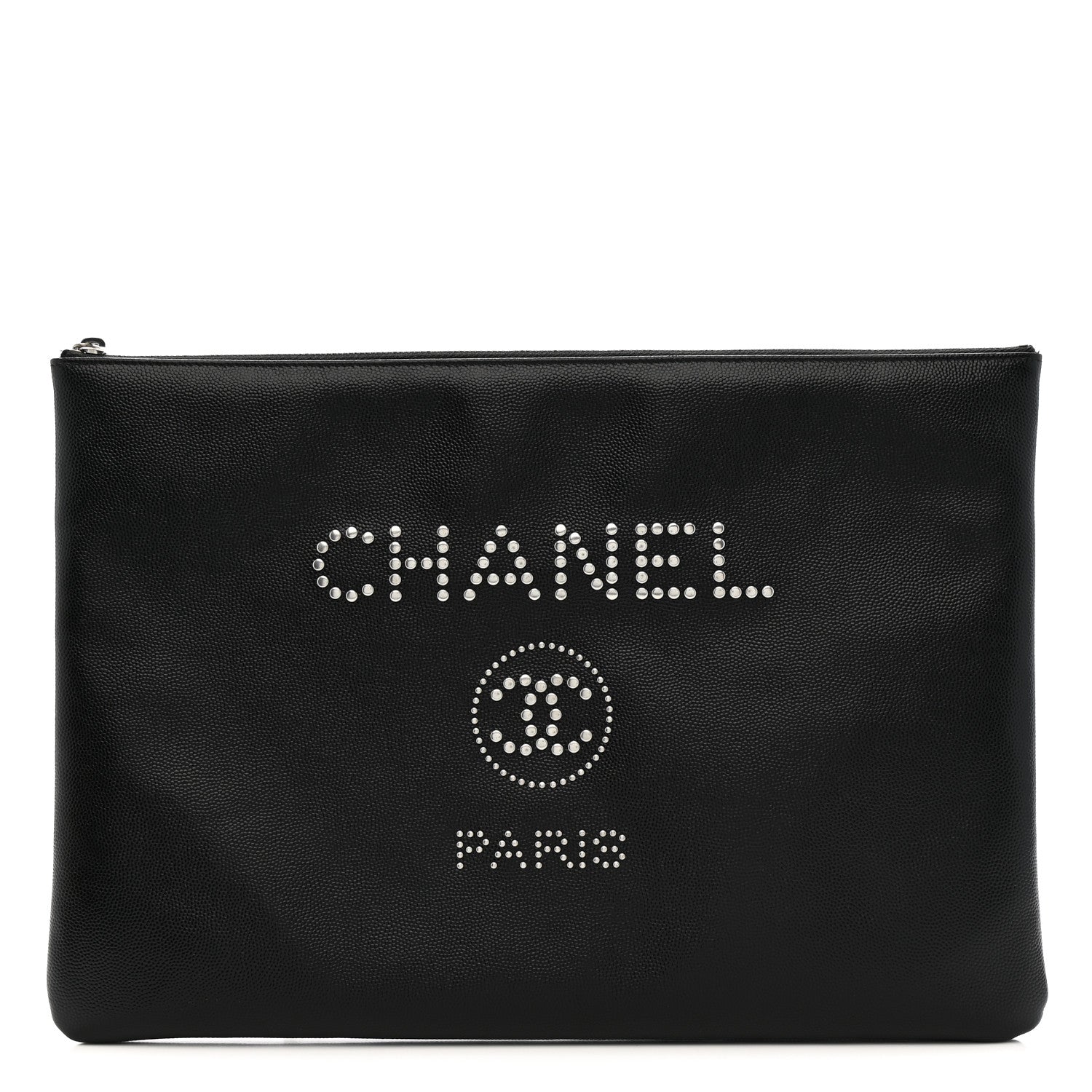 Chanel Caviar Studded Medium Deauville Pouch Black 1 of 7