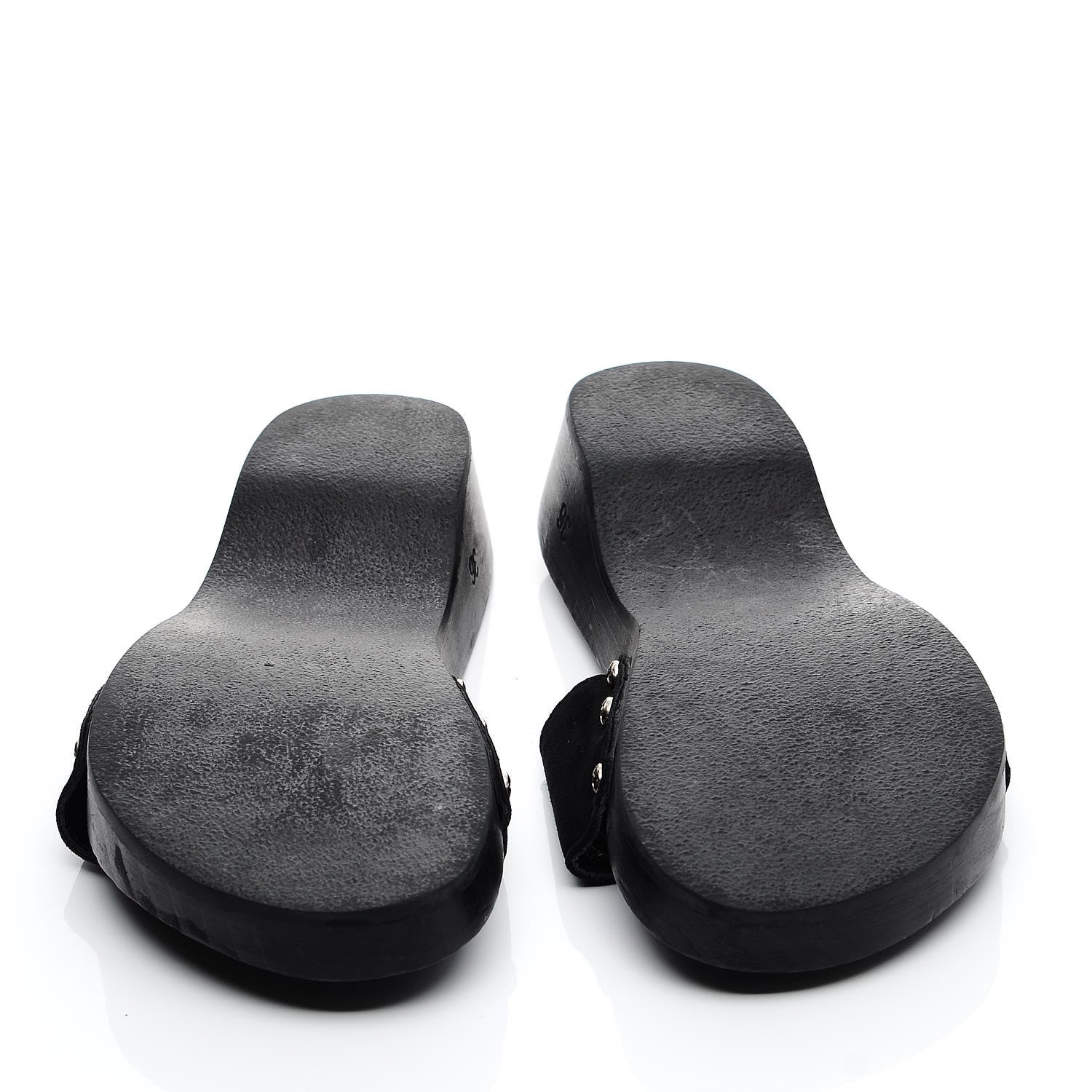 Chanel Suede CC Buckle Clogs 36 Black 8 of 13