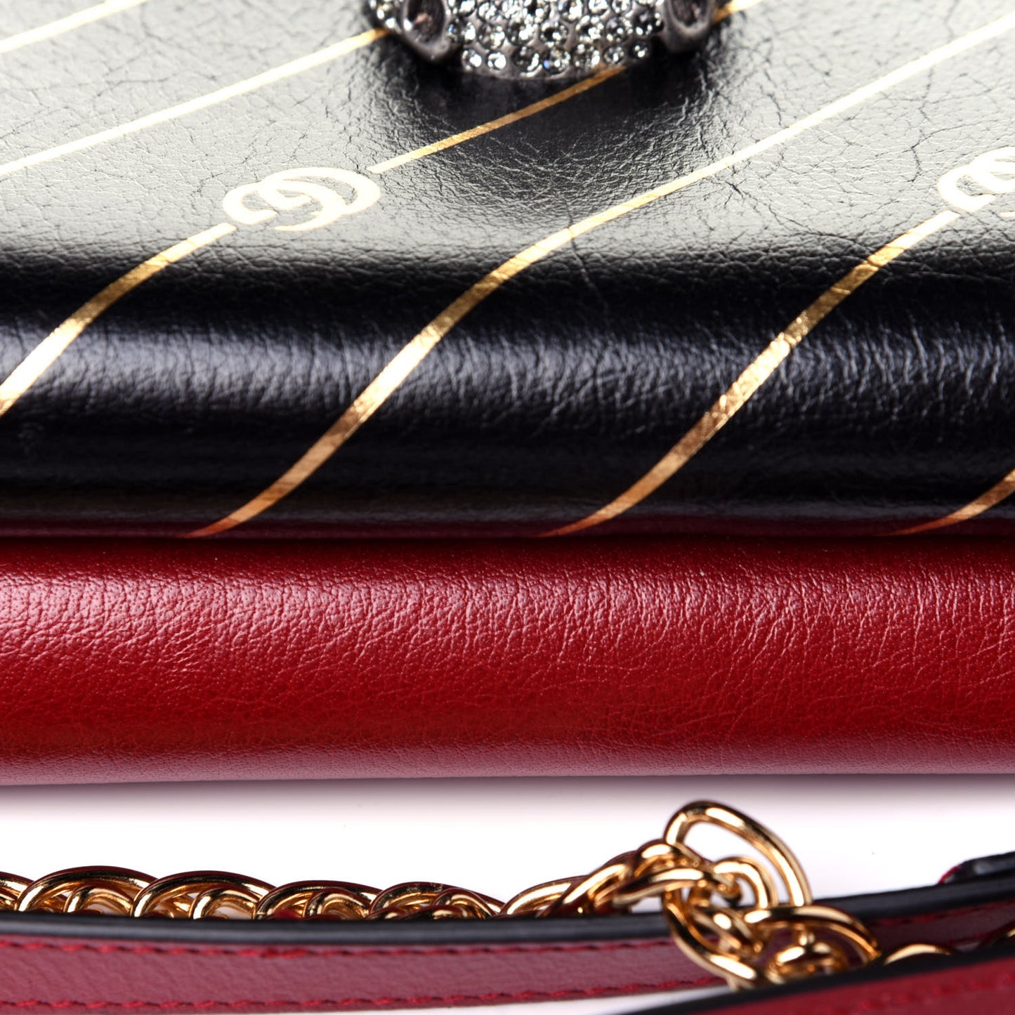 Calfskin Diagonal GG Medium Thiara Double Envelope Shoulder Bag Black Red