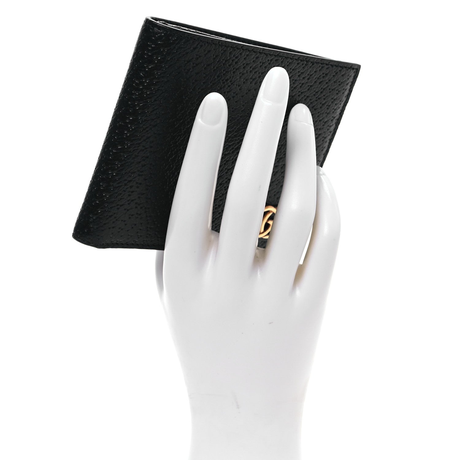 Gucci Calfskin Boar Effect GG Marmont Bi-Fold Wallet Black 2 of 8