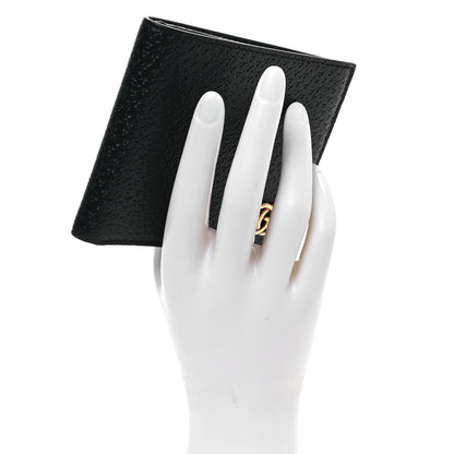 Gucci Calfskin Boar Effect GG Marmont Bi-Fold Wallet Black 2 of 8