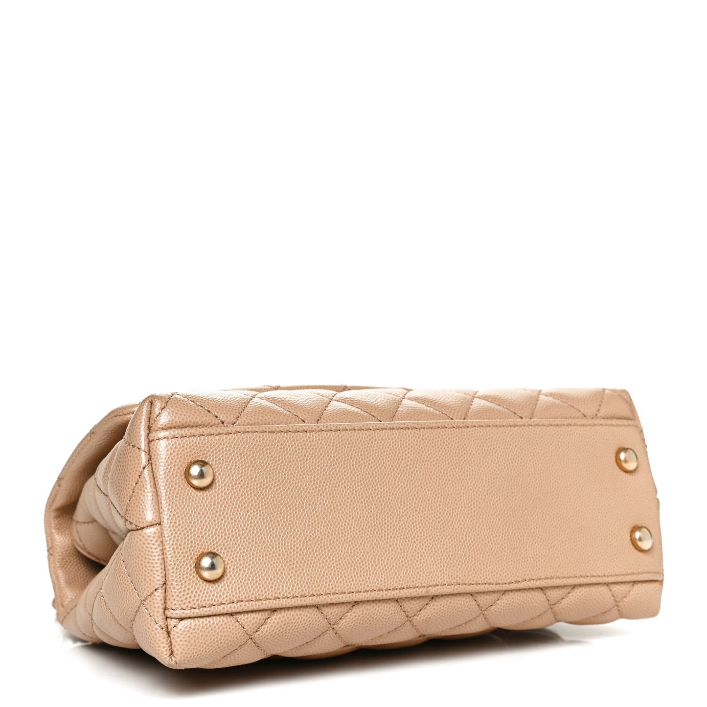 Caviar Lizard Embossed Quilted Mini Coco Handle Flap Beige