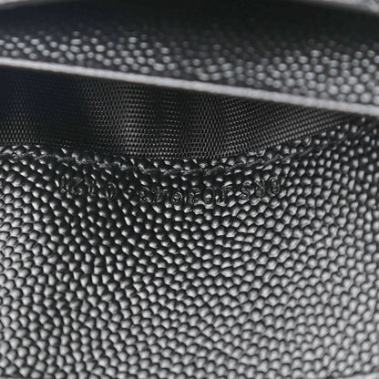 Saint Laurent Grain De Poudre Matelasse Chevron Monogram Compact Tri Fold Wallet Black 7 of 7