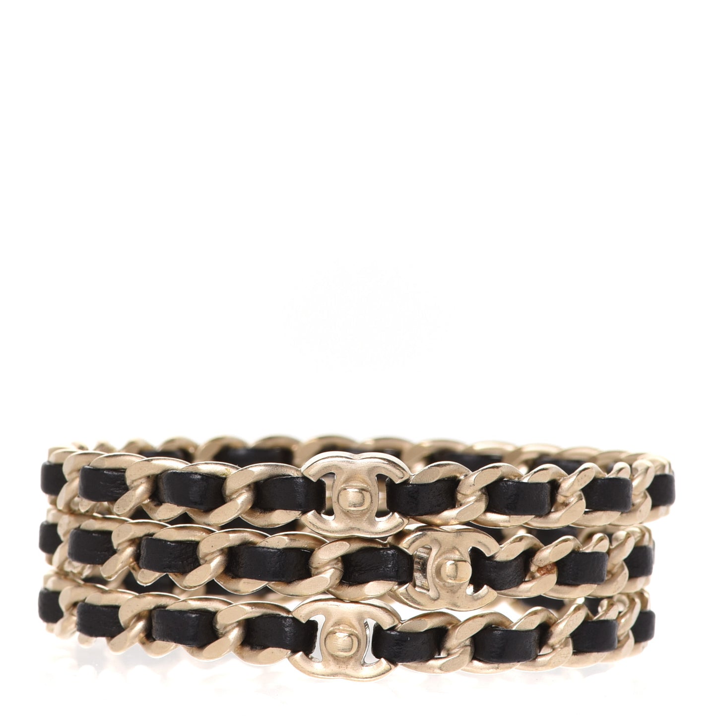 Lambskin Chain Turnlock CC Bangle Set of 3 Black
