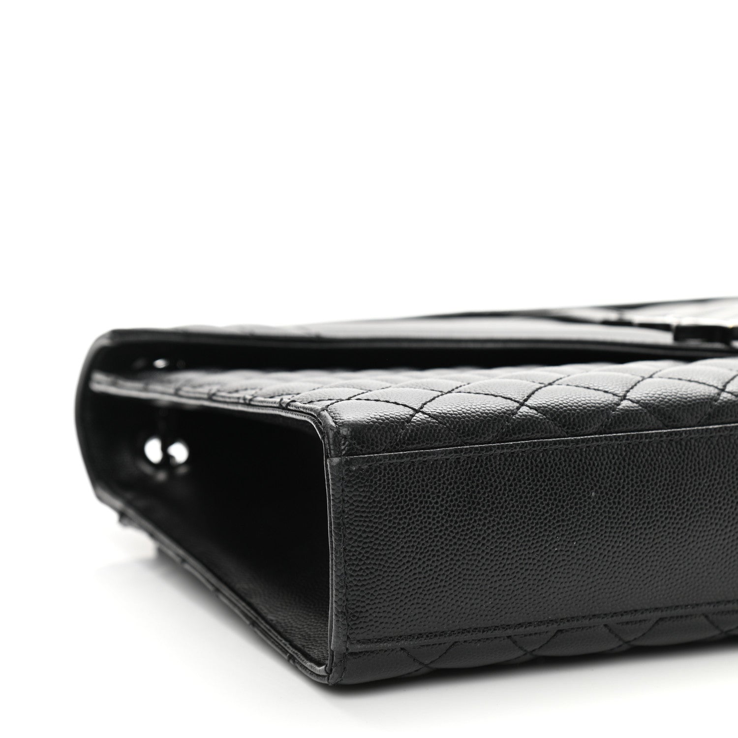 Saint Laurent Grain De Poudre Textured Mixed Matelasse Large Triquilt Monogram Monochrome Satchel Black 9 of 9
