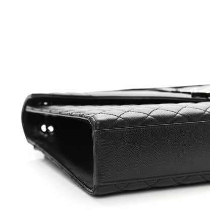 Saint Laurent Grain De Poudre Textured Mixed Matelasse Large Triquilt Monogram Monochrome Satchel Black 9 of 9