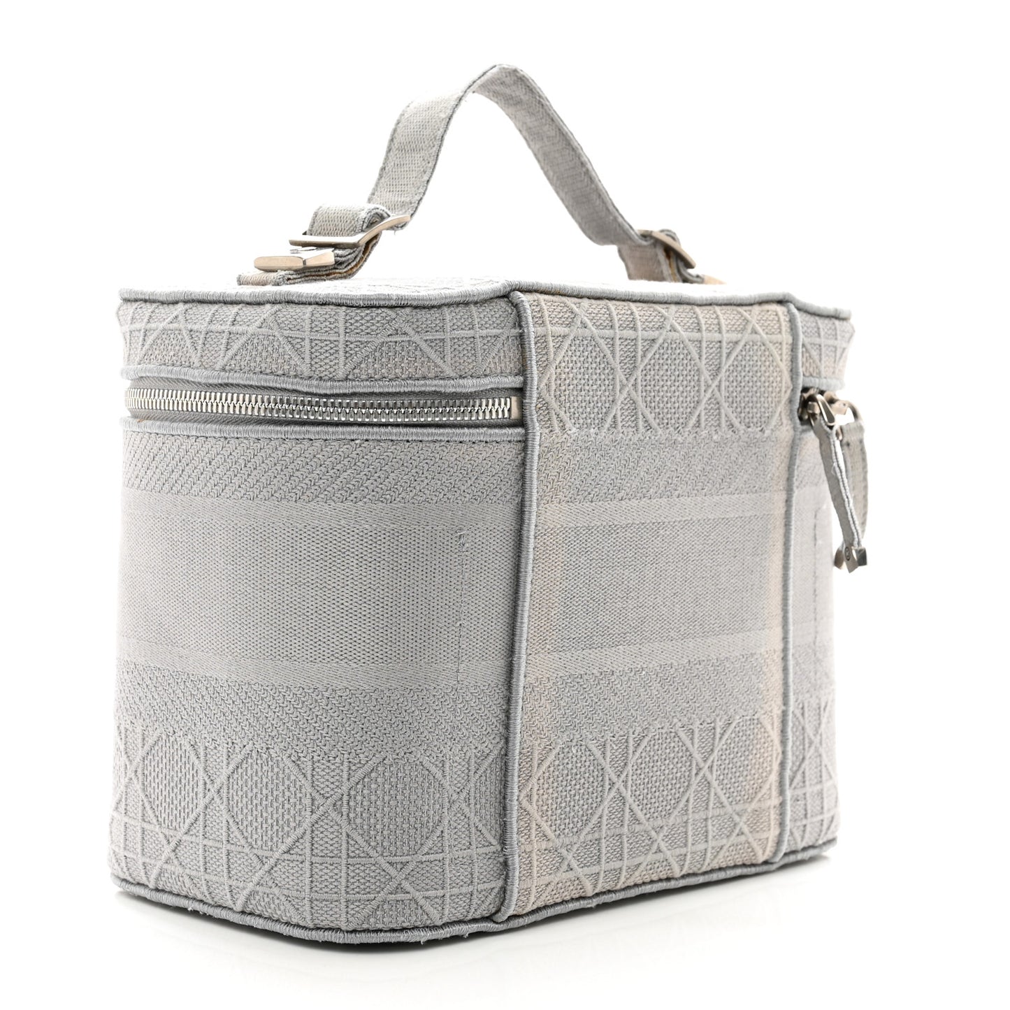 Canvas Embroidered Cannage Diortravel Vanity Case Grey