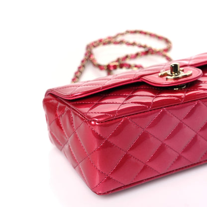 Chanel Shaded Patent Calfskin Quilted Mini Rectangular Flap Pink Dark Pink 8 of 10