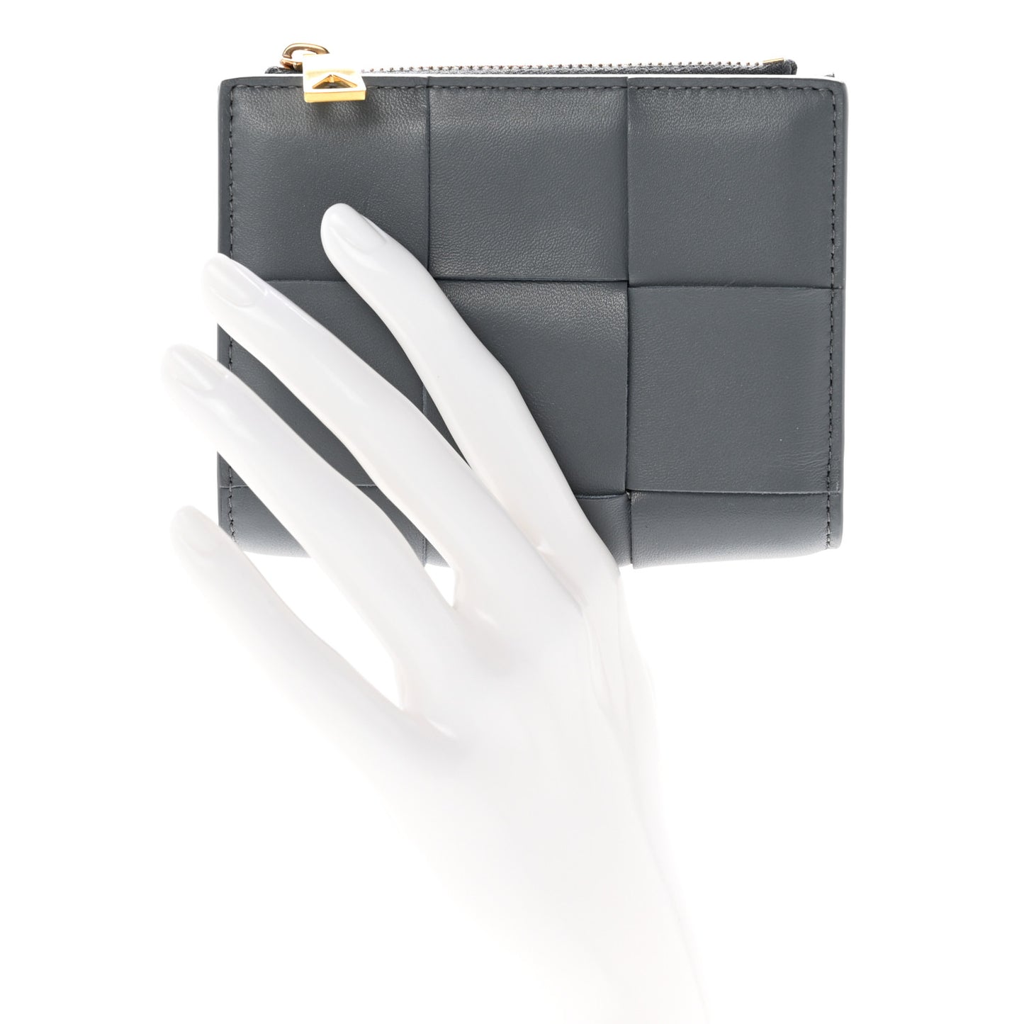 Nappa Maxi Intrecciato Small Bi-Fold Zip Wallet Thunder