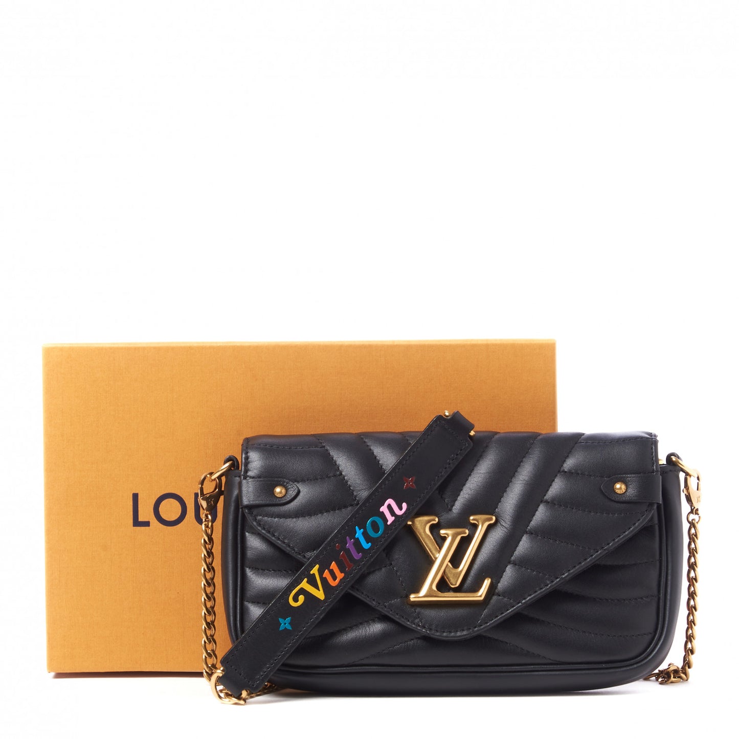 Calfskin New Wave Chain Pochette Black