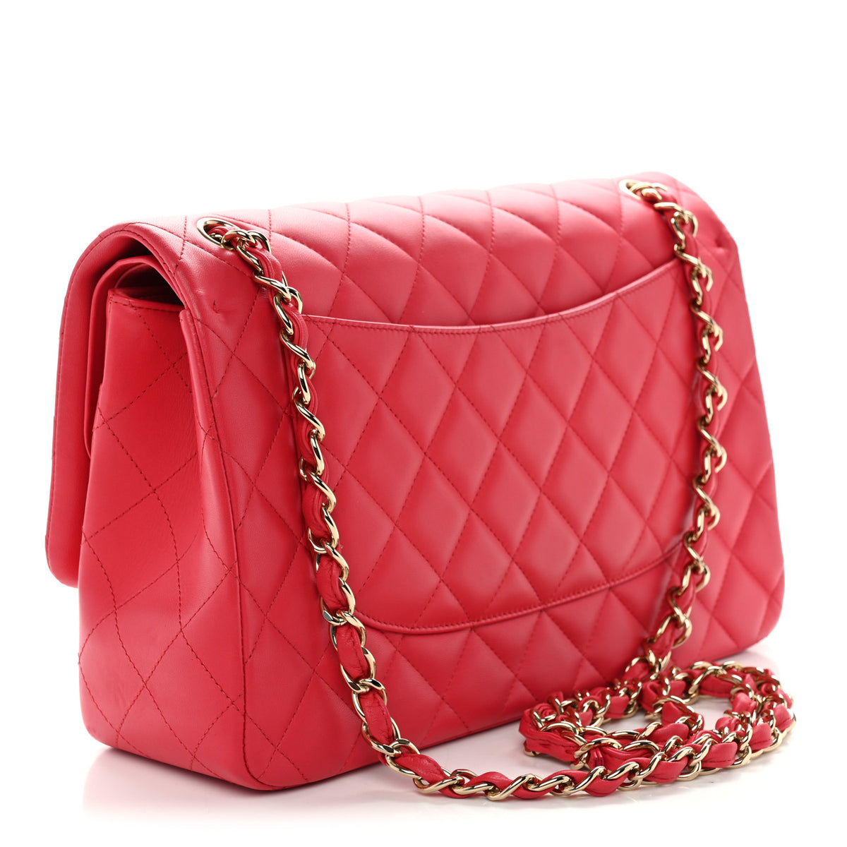 Lambskin Quilted Jumbo Double Flap Dark Pink