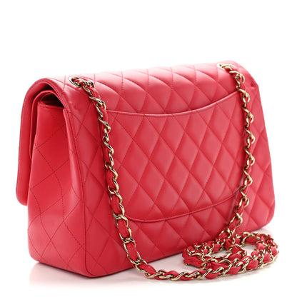 Chanel Lambskin Quilted Jumbo Double Flap Dark Pink 3 of 12