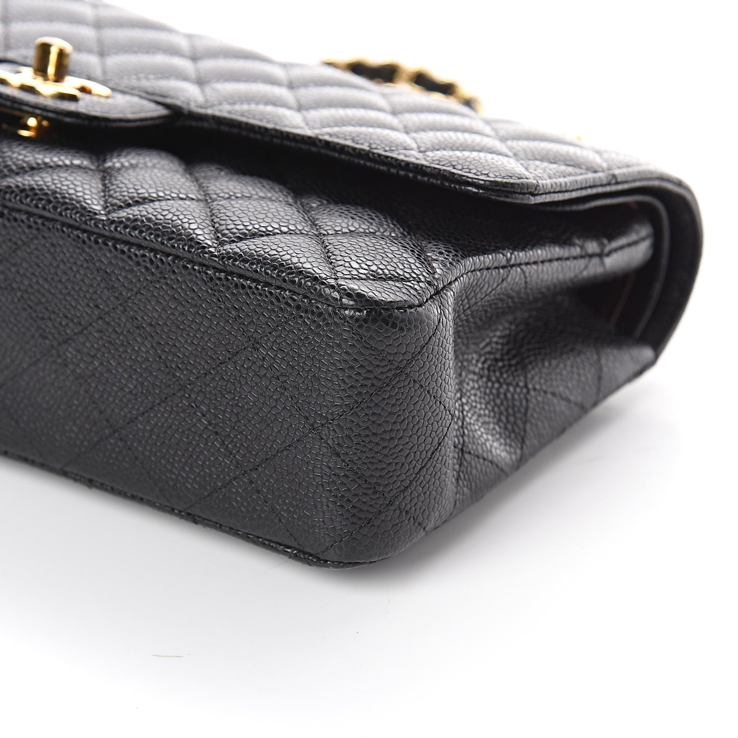 Caviar Quilted Medium Double Flap Black