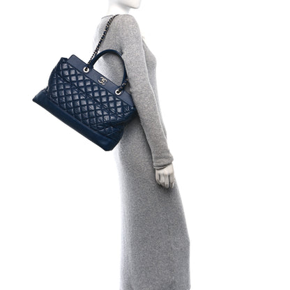 Chanel Aged Calfskin Quilted Be CC Tote Blue 2 of 12