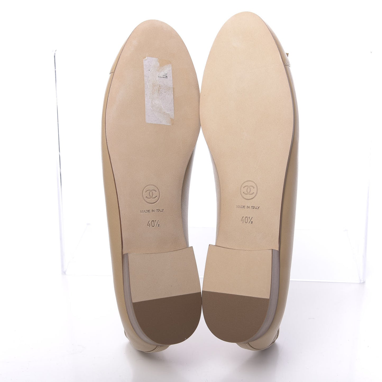 Lambskin Cap Toe CC Ballerina Flats 40.5 Beige