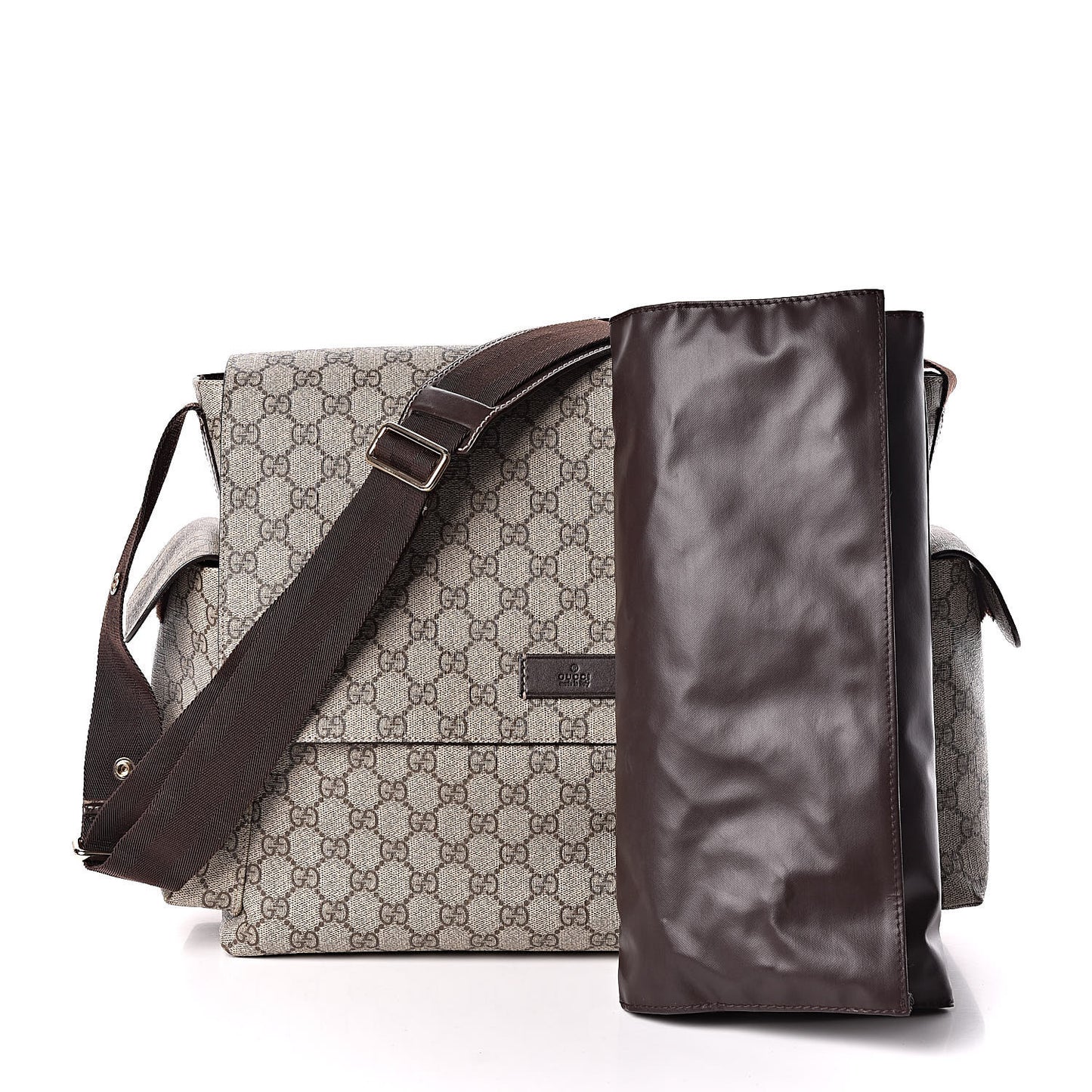 GG Plus Monogram Messenger Diaper Bag Dark Brown