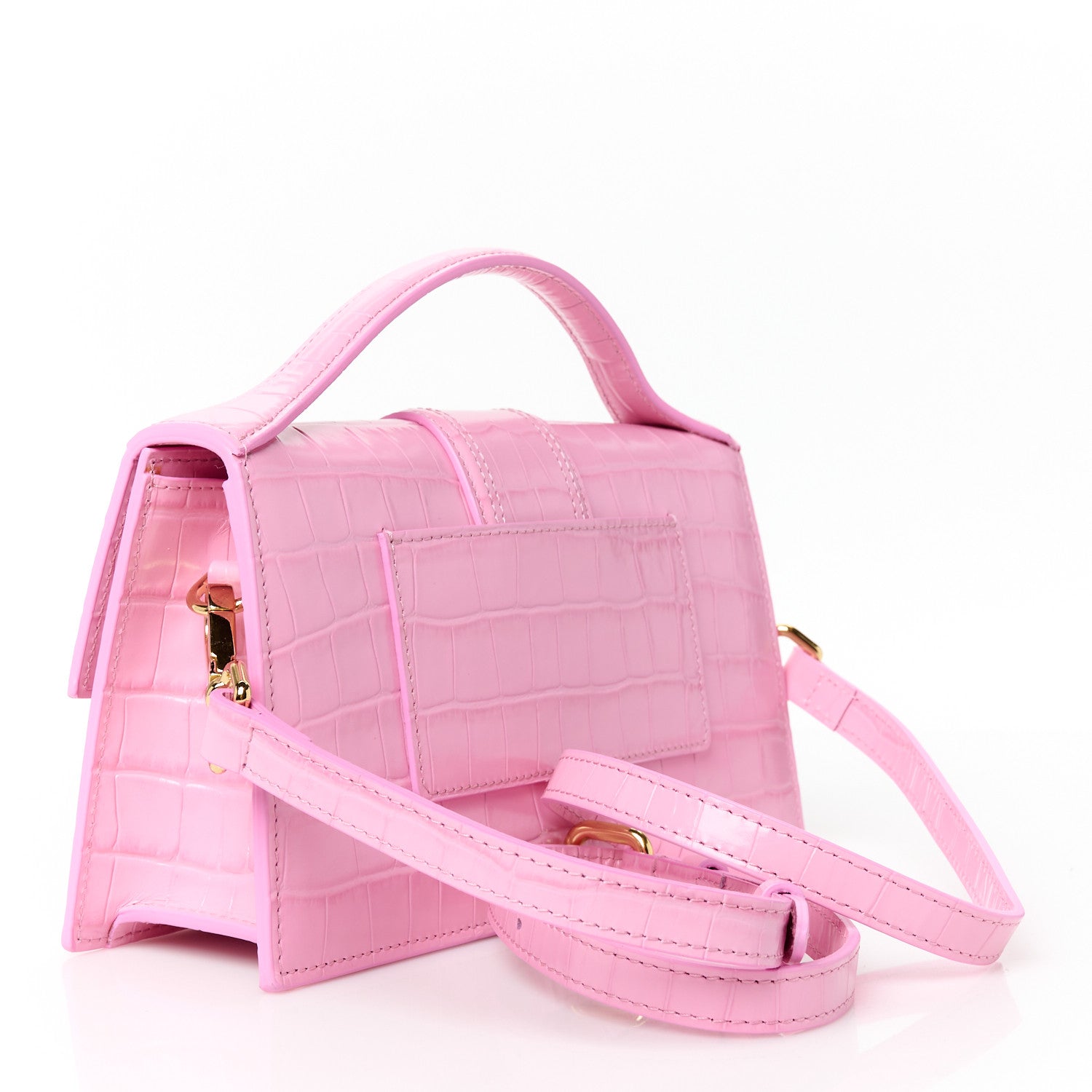 Jacquemus Calfskin Crocodile Embossed Le Grand Bambino Pink