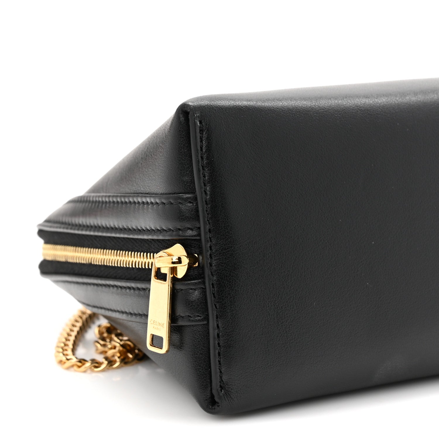 Celine Smooth Calfskin Cuir Triomphe Clutch on Chain Black 9 of 11